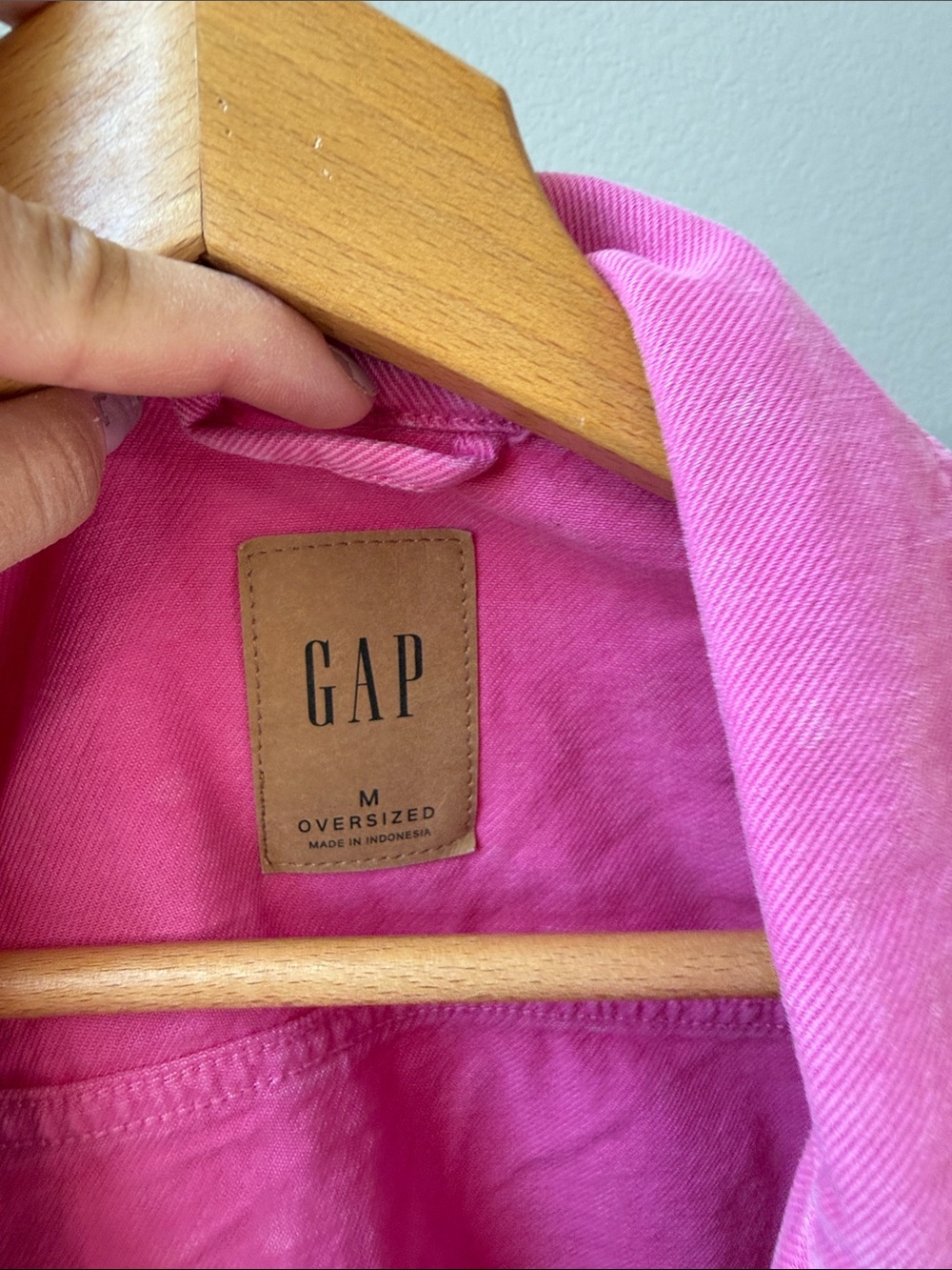 GAP Denim Jacket with Drawstring Waist Oversized Hot Pink size Medium - Picture 8 of 13